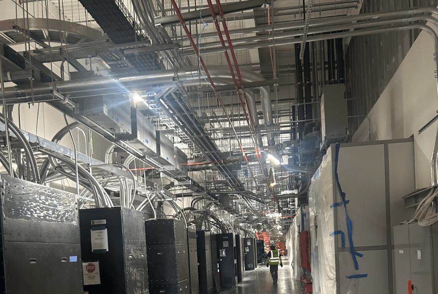 Mixed-use high-rise tower under construction in the city